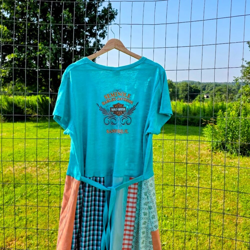 Upcycled Harley Davidson Patchwork Tee Dress 2x - image 6
